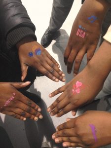 Childrens hands with some temporary tattos